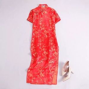 Traditional Chinese QiPao dress,silk-like dress